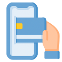 Icon of a hand making a card purchase on a phone